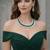 emerald green cz choker necklace set: sterling silver bridal jewellery