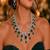 emerald green bridal necklace earrings set  silver cz teardrop crystal indian jewellery