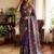 Blue Color Gold Zari work and Hand real mirror and diamond work Silk Blend Saree