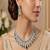 emerald green cz bridal jewellery set  silver tone wedding necklace