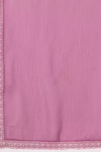 Trendmalls Pink Tussar Silk Embroidery Work Saree with Unstitch Blouse Piece