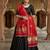 Red mirror work rayon embroidered dupatta