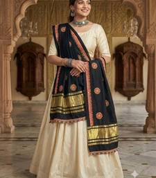 Black mirror work rayon embroidered dupatta
