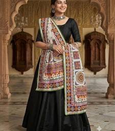 White mirror work dupion silk embroidered dupatta