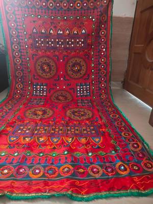 Maroon mirror work dupion silk embroidered dupatta 2