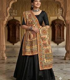 Cream mirror work dupion silk embroidered dupatta