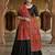 Red mirror work dupion silk embroidered dupatta