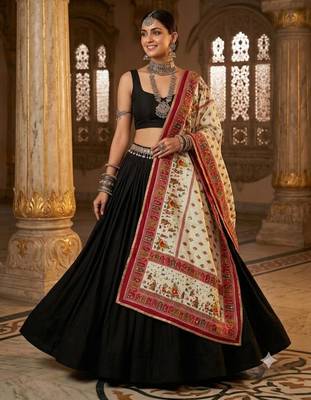 Title: pink mirror work silk blend printed dupatta 1