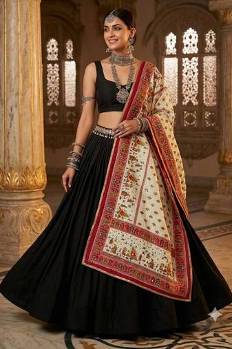 Title: pink mirror work silk blend printed dupatta