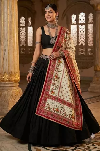 Title: pink mirror work silk blend printed dupatta