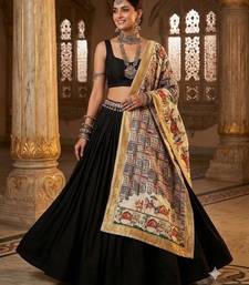 Cream mirror work silk blend printed dupatta