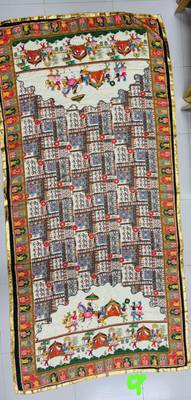 Cream mirror work silk blend printed dupatta 2