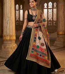 Multicolor mirror work silk blend printed dupatta