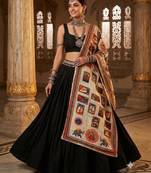 Off-white mirror work silk blend printed dupatta
