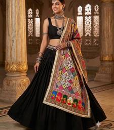Multicolor mirror work silk blend printed dupatta