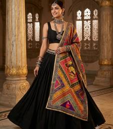 Multicolor mirror work silk blend printed dupatta