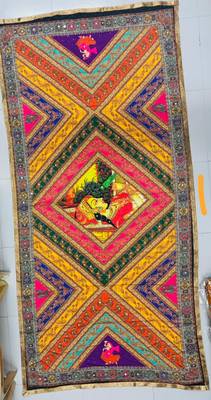 Multicolor mirror work silk blend printed dupatta 2