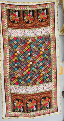 Multicolor mirror work silk blend printed dupatta 2