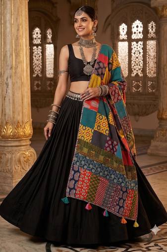 Multicolor printed cotton poly block print dupatta