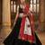 Red embroidered cotton poly mirror work dupatta