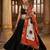 Orange embroidered cotton poly mirror work dupatta