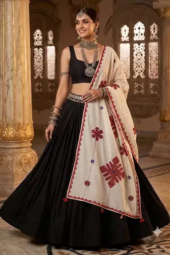 Off-white printed cotton poly patch work dupatta