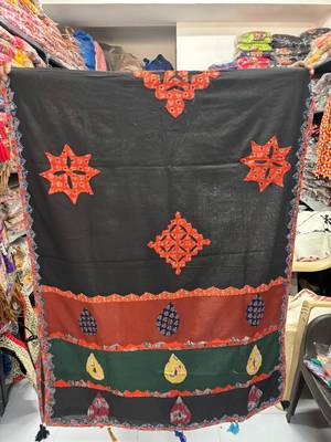 Black printed cotton poly patch work dupatta 2