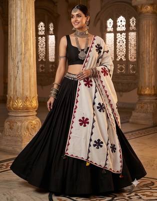 White printed cotton poly patch work dupatta 1
