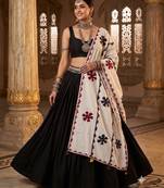 White printed cotton poly patch work dupatta