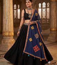 Blue printed cotton poly block print dupatta