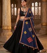 Blue printed cotton poly block print dupatta