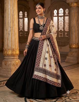 Brown printed cotton poly floral print dupatta 1