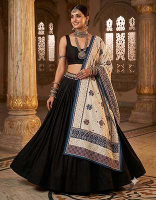 Blue printed cotton poly floral print dupatta 1