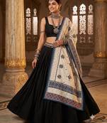 Blue printed cotton poly floral print dupatta