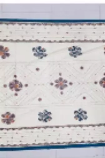 Blue printed cotton poly floral print dupatta