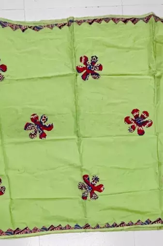 Green printed patch work cotton poly navratri special dupatta