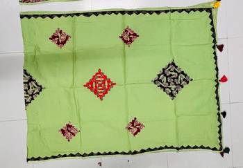 Green printed patch work cotton poly navratri special dupatta 2