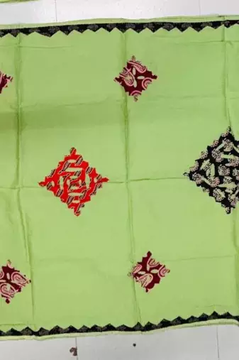 Green printed patch work cotton poly navratri special dupatta