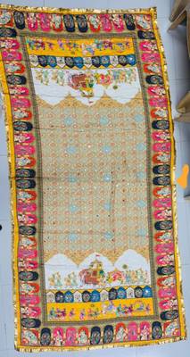 Multicolor printed mirror work silk blend navratri special dupatta 2