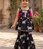 Girls Sleeveless Cotton Kurta & Churidar Salwar Set