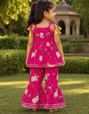 Girls Sleeveless Cotton Kurta & Churidar Salwar Set 2