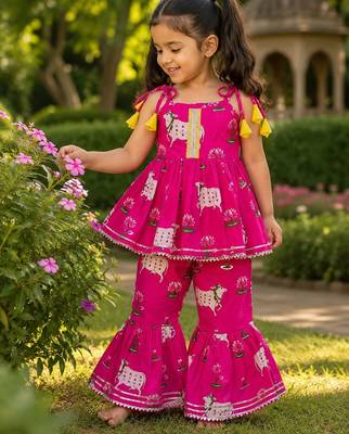 Girls Sleeveless Cotton Kurta & Churidar Salwar Set 3