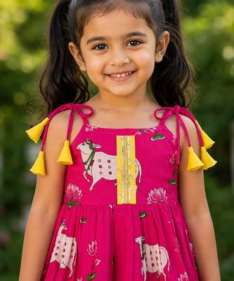 Girls Sleeveless Cotton Kurta & Churidar Salwar Set 4