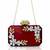Ruby red rexine crystal clutch