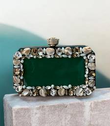 Emerald green rexine clutch