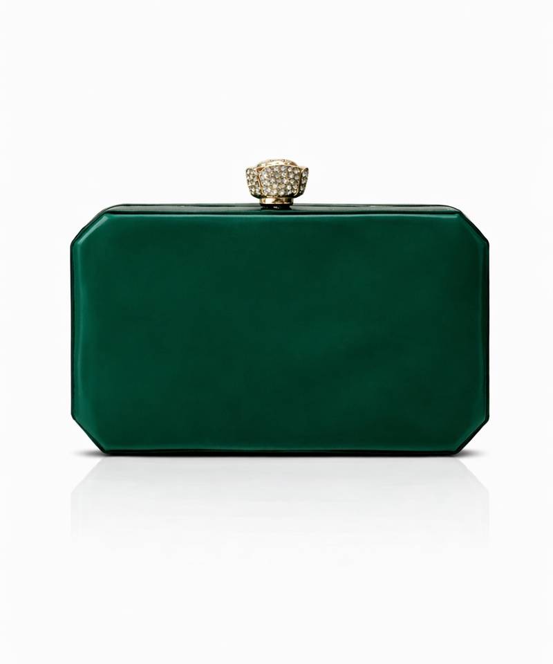 Emerald green rexine clutch