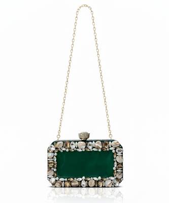 Emerald green rexine clutch 3