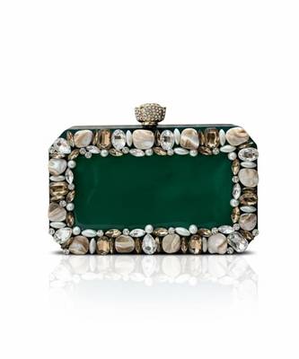 Emerald green rexine clutch 4