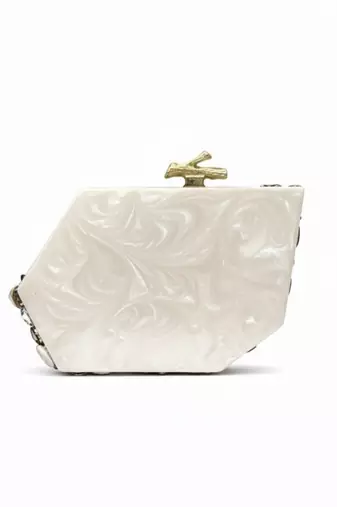 Ivory pearl rexine box clutch