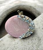 Blush pink rexine oval clutch